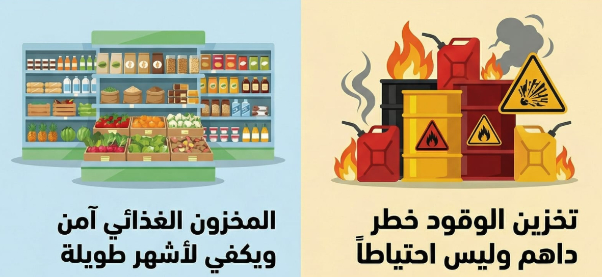 “إدارة الأزمات” يحذر من تخزين الوقود منزلياً والتهافت على شراء السلع