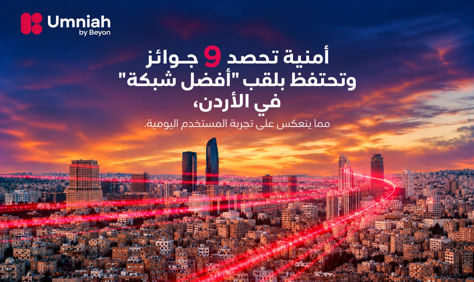 أمنية تحصد 9 جوائز وتحتفظ بلقب “أفضل شبكة” في الأردن مما يعكس حجم استثمارات أمنية في الشبكة
